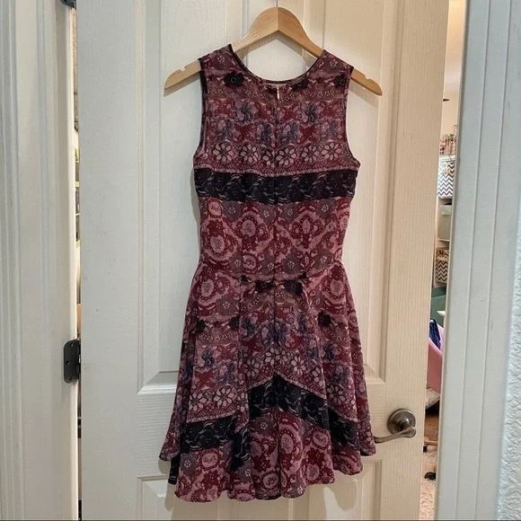 MAISON Jules Flirty A-Line Dress Mini Small Purple Floral Like New Summer - Picture 8 of 12